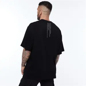 T-shirt Hip-Hop da uomo di alta qualità con spalle scoperte Unisex in bianco Logo personalizzato sciolto moda Streetwear maglia tinta unita T-shirt oversize