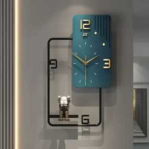 2022 современные электронные светлые роскошные металлические часы Прямоугольные креативные часы домашний декор настенные часы
