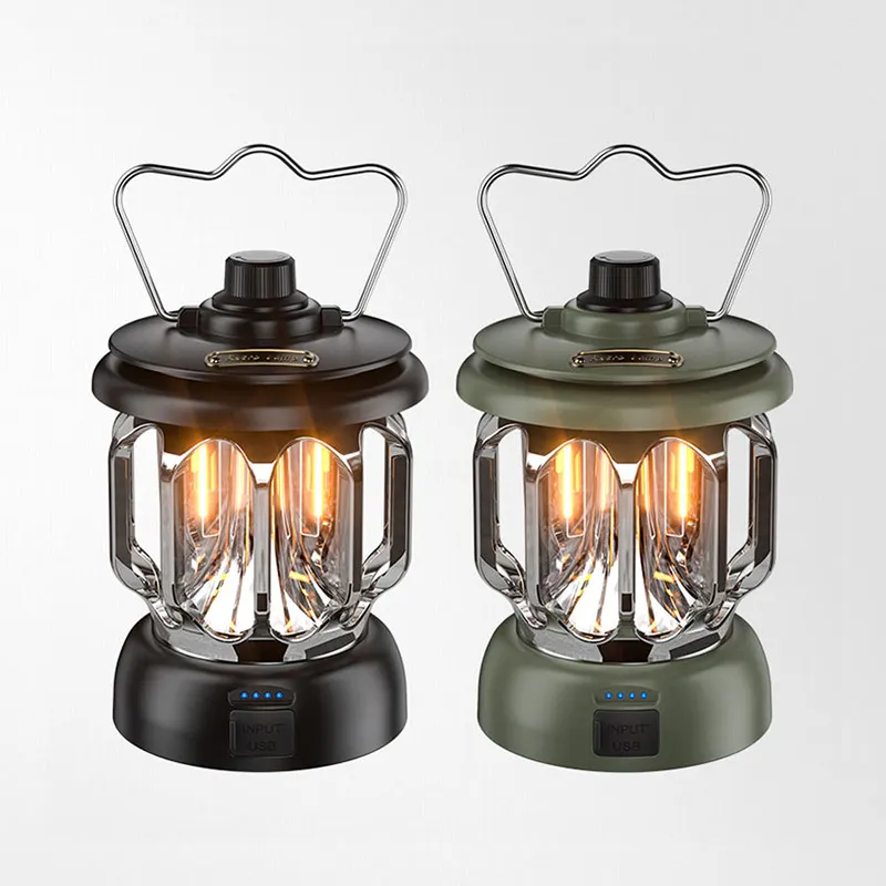 Vintage Rechargeable Light Led Stepless Dimming Lamp Camping Emergency Hanging Retro Lantern