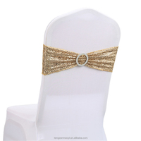 En gros TZ Rubans de chaise modernes à paillettes élastiques or rose avec boucle, multicolores, pour mariage, banquet, maison