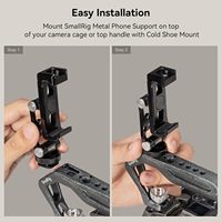 Support de téléphone universel en métal SMALLRIG avec adaptateur pour griffe porte-accessoire et articulations de réglage libre pour iPhone 16 15 et Samsung
