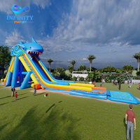 Toboggan aquatique gonflable géant pour usage commercial, toboggan aquatique gonflable géant pour l'extérieur avec piscine