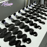 Penjual Grosir Rambut India Mentah Double Drawn 100% Kutikula Tersusun Rapi, Rambut Manusia Mentah Donor Body Wave, Bundel Rambut Mentah