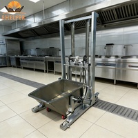 Lève-charge mobile pneumatique/électrique robuste en acier inoxydable, capacité 200 kg, pour chariots de service et trémies à viande