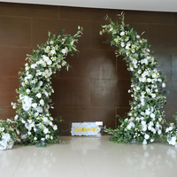 KCFA personnalisé Eden magnifique 2.5m de haut Moongate Faux feuillage luxuriant ivoire blanc Floral mariage fleur arc pour la décoration d'entrée