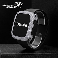 Ventes d'usine Hiphop Style Iced Out VVS Moissanite Bezel Case Cover 925 Silver Jewelry Accessoire pour Apple Watch 10 Series