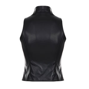 Studded Asymmetric Spandex/Polyester <b>Vest</b>-Gothic Style Metal Accents Breathable <b>Knitted</b> Short Turtleneck Collar for <b>Women</b> Dance - Product Image 6