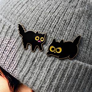 เข็มกลัดโลหะเคลือบแข็งแบบนิ่ม ลายการ์ตูนแมว แมวดำ เข็มกลัดติดเสื้อ รูปสัตว์ - Product Image 2