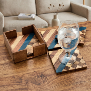 Juego de Posavasos de Resina de Madera de Cedro y Acacia Ecológicos Modernos de Alta Calidad, Diámetro Personalizado, para Té, Café y Bebidas - Product Image 1