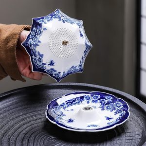 Infusore e Filtro per Tè in Porcellana a Forma di Ombrello, Design Cinese Blu e Bianco Rotante, Multiuso, Lavabile in Lavastoviglie, per Tè Sfuso - Product Image 2