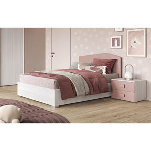 Lit double avec conteneur nordique et rose - Product Image 1