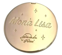 Miroir de poche personnalisé avec logo, en acier inoxydable, double face, pliable, avec revêtement en époxy