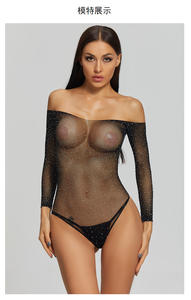 Da donna Sexy Lingerie alla moda con rete in filata a Drill Bikini trasparente manica lunga all'ingrosso tute da donna Sexy Lingerie - Product Image 2