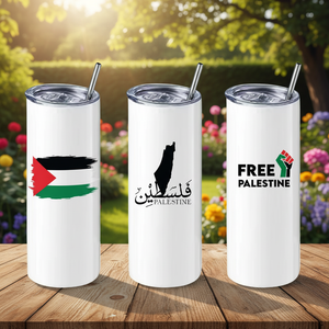 Vasos rectos de 20 oz con impresión UV de Palestina Libre, vasos personalizados de solidaridad con Palestina Libre, tazas de café, vasos para coche - Product Image 2