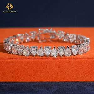 ZUANFA JEWELRY Moissanite Pear Cut Tennis <b>Bracelet</b> 925 <b>Silver</b> Rhodium Plated Unisex Luxury <b>Bracelets</b> - Product Image 5