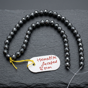 Perles facettées en hématite, brins de 8 mm - crystalexport.com |   Disponible dans de nombreuses couleurs pour la fabrication de bijoux - Product Image 4