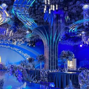 Colonne lumineuse personnalisée lampes suspendues lustres pour mariage Auditorium hôtel eau qui coule magique coucher de soleil fond plafond - Product Image 4