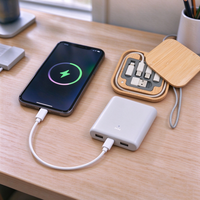 Kit Adaptor Multi USB Kustom Kotak Penyimpanan Bambu Pengisian Cepat Portabel Modern Kit Kabel Saku Cetak Laser Konverter Tipe USB