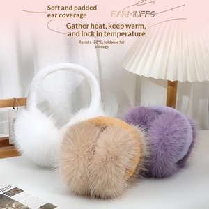 Nuevos Protectores de Orejas Plegables de Felpa Cálidos y Elegantes para Mujer con Piel Sintética de Zorro, Accesorios de Invierno para Exteriores - Product Image 1