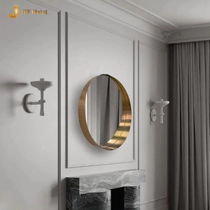 C415 High Quality Stainless Steel <b>Mirror</b> Framed Hanging Wall <b>Mirror</b> Decoration <b>Square</b> Oval Metal <b>Mirror</b> Villa Hotel Bathroom - Product Image 1