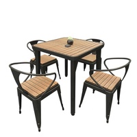 Simple en Métal De Jardin En Plein Air Cadre En Plastique PS En Bois Table et Chaise Ensemble
