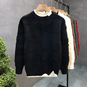 男性用プルオーバーセーター2024新作韓国メンズウォームセータークルーネックルーズパーソナリティトップニットプルオーバー - Product Image 4