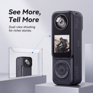 Caméra d'action Q1 Mini 4K à double objectif 130 °   Caméra Vlog portable grand angle avec écran IPS de 1,5 pouce 180° °   Caméra vidéo portable rotative - Product Image 3