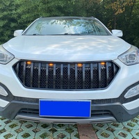 Nouveau lifting pièces d'auto autres accessoires extérieurs noir gril avant calandre de voiture avec des lumières pour Hyundai Santa Fe 2013-2016