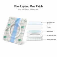 Patch Sanfu en film PU vierge pour application d'herbes, patch omblical imperméable, vente en gros