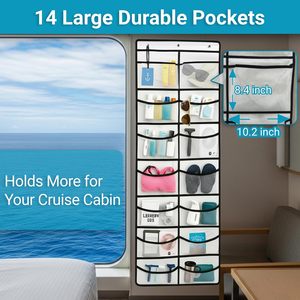 Over The Door Organizer 14 Pockets Magnetic Hanging <b>Storage</b> For Cruise Ships <b>Shoes</b> Accessories - Product Image 3