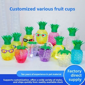 Vaso de Plástico de 500ml para Fiestas, para Jugo, Leche, Té, Transparente, Luminoso, con Diseño de Fresa y Pajita - Product Image 6