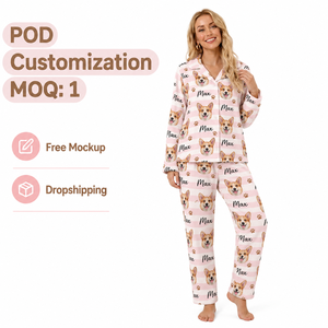 Print on Demand Custom Women <strong>Pajamas</strong> Set New Sleepwear Full Printed <strong>Pajamas</strong> Women Long Sleeve Female Cute Sleepwear Sets - Product Image 2