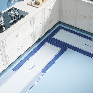 Tapis Rectangle de sol Tapis de bain absorbant personnalisé Tapis de cuisine imperméable géométrique lavable antidérapant - Product Image 1