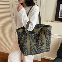 Sac fourre-tout en toile camouflage léopard, fermeture éclair durable, double bretelles, léger, grande capacité, pour femmes, voyages en plein air