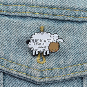 Pin esmaltado de Jesús me rescató, broche de tema cristiano de oveja bonita, insignia de solapa, regalo de joyería para amigos - Product Image 1