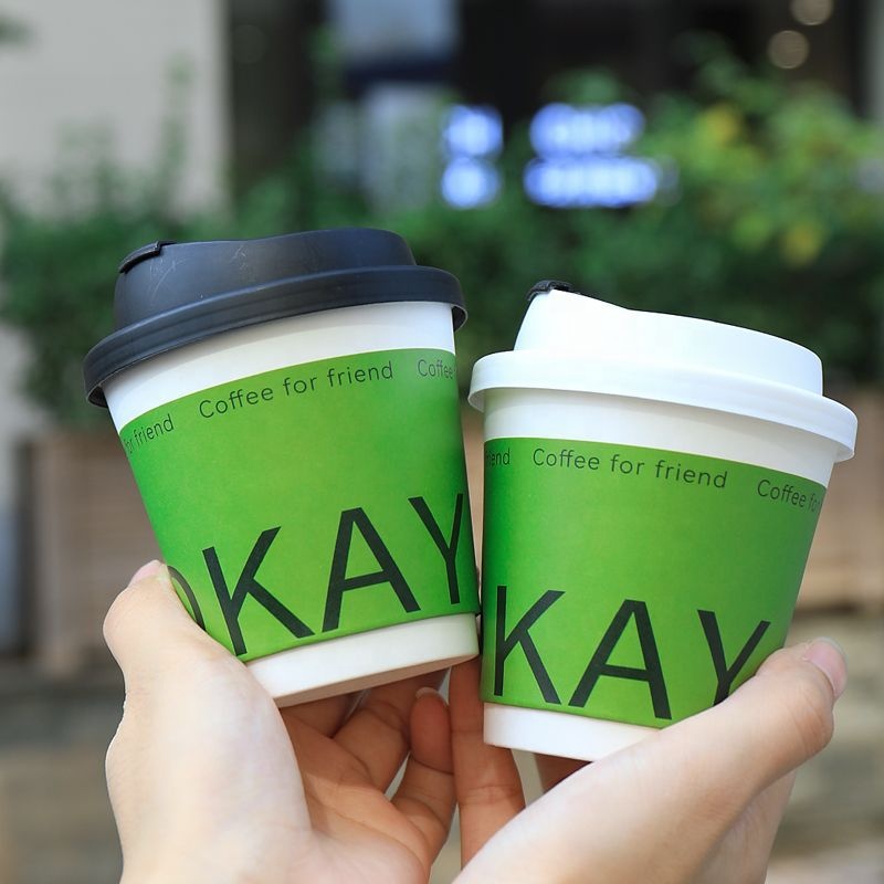 Personalized Disposable Coffee Paper Cup for Hot Drinks With Lid Wholesale Customized Food Grade Hollow Paper Cup