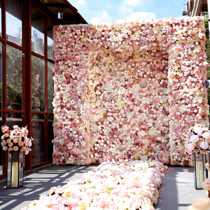 Novedades, Exquisito Fondo <span class=keywords><strong>de</strong></span> Rosas <span class=keywords><strong>de</strong></span> Seda Rosa con Flores, Pared <span class=keywords><strong>de</strong></span> 8 Pies para Decoración <span class=keywords><strong>de</strong></span> Bodas, Día <span class=keywords><strong>de</strong></span> <span class=keywords><strong>la</strong></span> Madre y Pascua - Product Image 1