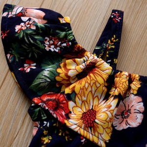 Robe de fête pour bébé fille style bohème, en tulle, à col volanté en dentelle, à volants, imprimé floral tournesol - Product Image 3