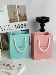 2024 Luxury Customized Printed Gift <b>Paper</b> <b>Bags</b> with Ribbon Handle Rectangle Shape Recyclable-for Shopping Packaging with Logo - Product Image 2