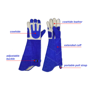 Guantes de Soldadura de Cuero Vacuno con Puño Extendido, Refuerzo en la Palma, Resistentes al Desgaste, Duraderos, de Seguridad Industrial - Product Image 2