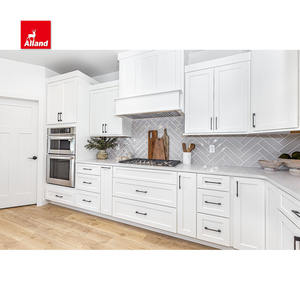 Alland Portes de rangement en bois Shaker Island Quartz Blanc Armoires Designs complets Meubles de cuisine Armoires pour appartement - Product Image 3