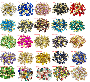 Diamantes de imitación sueltos para coser con reverso plano de forma mixta violeta de cristal con garra dorada - Product Image 6