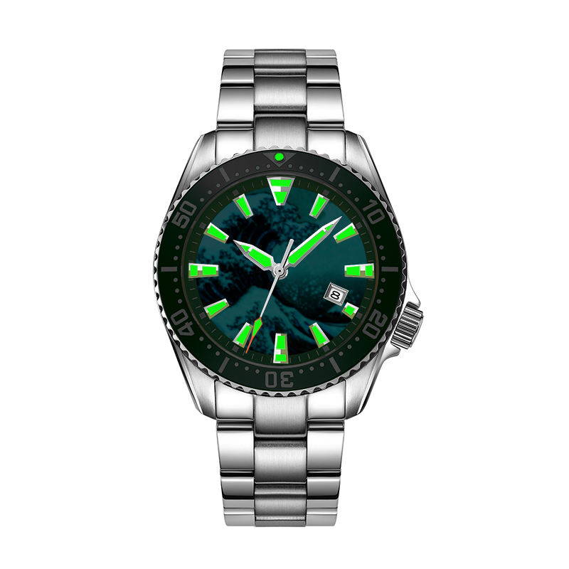 Luminous the Great Wave off Kanagawa Dial Diver Watch