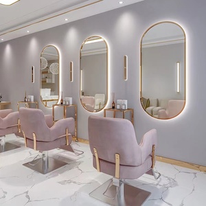 Kelly Sales Factory Design 2025 <b>Floor</b> Luxury Light Cabinet Hair Furniture <b>Mirror</b> Beauty Barber Station kelly - Product Image 5