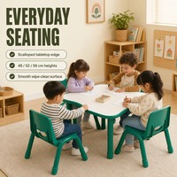 Fournisseur en gros de table et chaise d'étude pour enfants en plastique moulé d'une seule pièce, chaise d'étude pour enfants facile à nettoyer pour l'étude à domicile