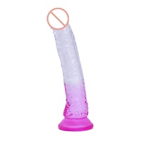 Vibrador de Pene Transparente con Succión, Material Seguro para el Cuerpo, Silicona, Dildo de Goma Artificial, Juguetes Sexuales para Mujer