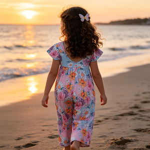 FANCY MONKEY Fa-1, Mono de Burbuja para Bebés Niñas, Personalizado con Estampado de Leopardo, Spandex/Poliéster, Mangas Cortas, Cierre de Broches, Venta al Por Mayor OEM/ODM, Entrega en 3-7 Días - Product Image 6