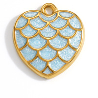 SUMMLY Vente en gros Pendentifs Cœur de crabe Série Océan, Breloques en acier inoxydable plaqué or 18 carats, Bijoux de mode