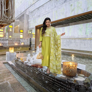 Belle Vintage Imprimé Miroir Travail Casual Party Suit Entièrement Cousu Prêt-à-Porter Robe Pantalon Dupatta Indien Pakistanais - Product Image 3