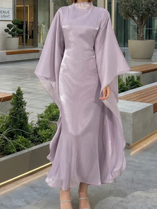 Robe maxi élégante de style ethnique musulman, manches chauve-souris, brillante, pour soirée, LEDUO Luxury. - Product Image 3